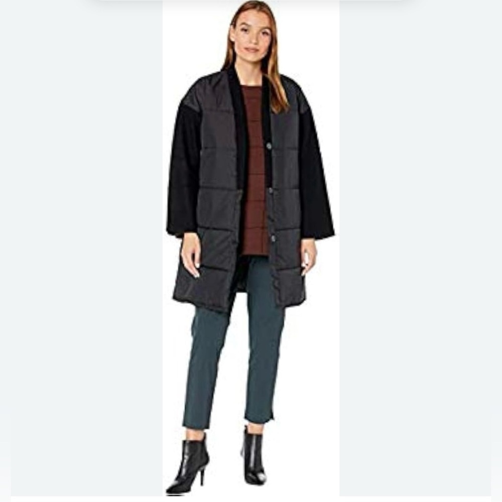 EILEEN FISHER Quilted Recycled-Nylon & Boiled-Wool Coat